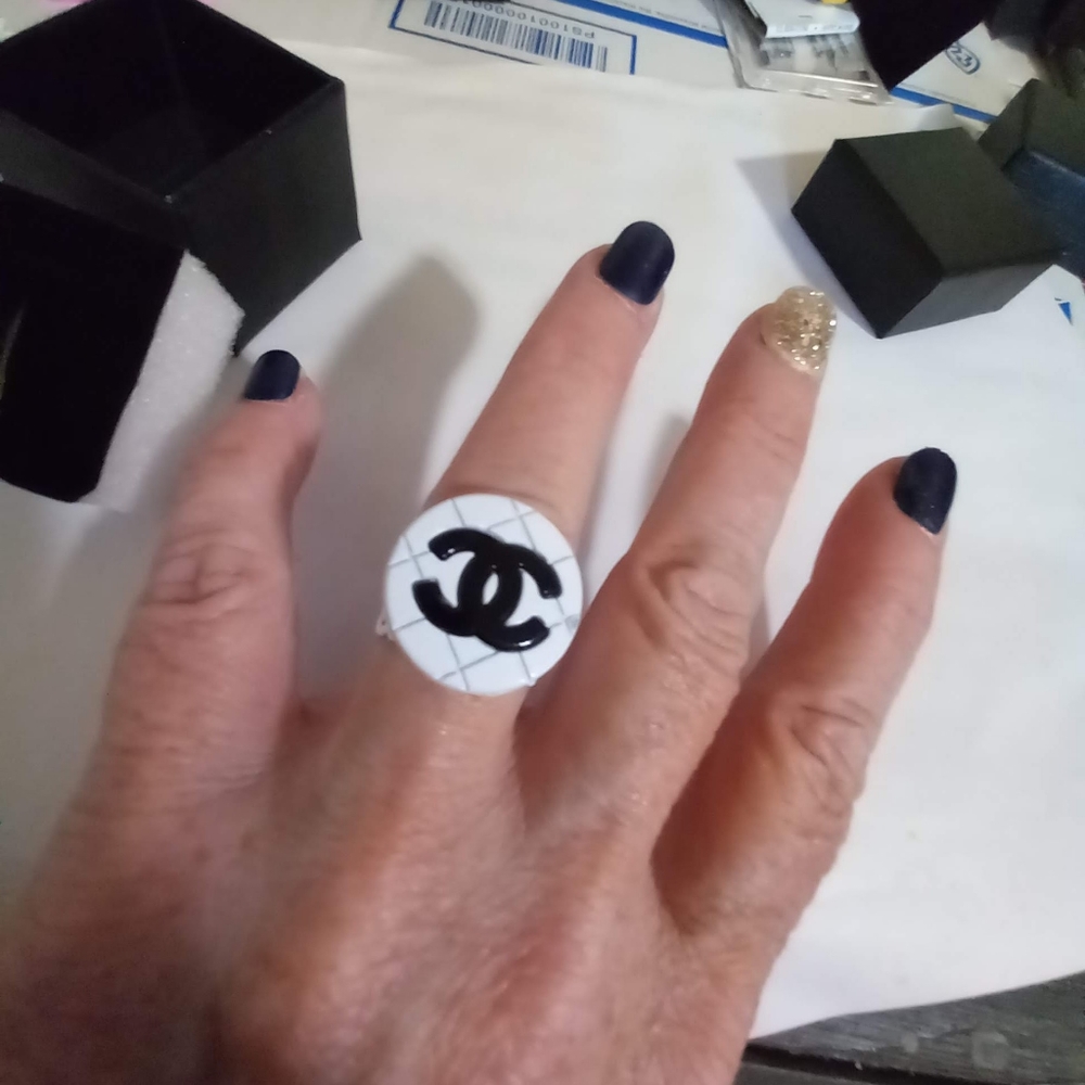 Authentic Chanel button ring